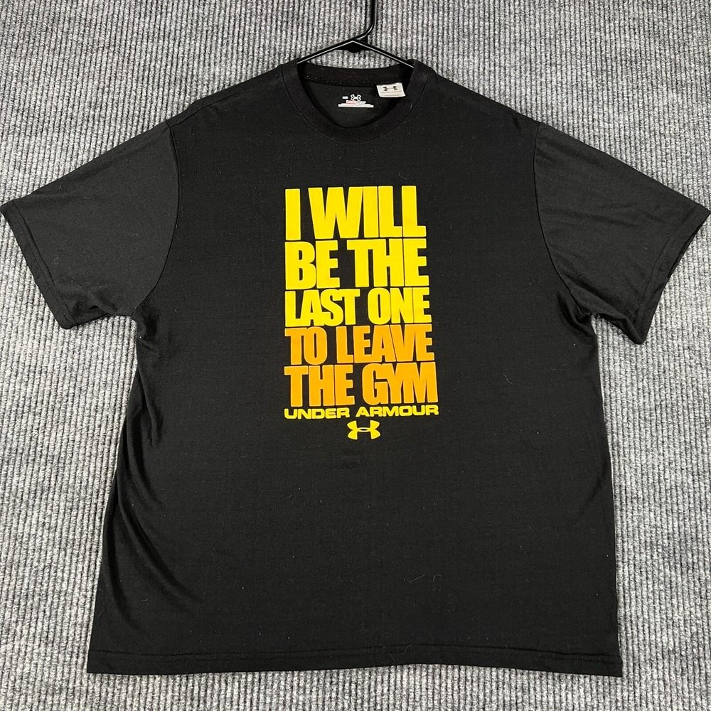 Under Armour Shirt Mens Medium Black Short Sleeve Heat Gear Last One in the Gym